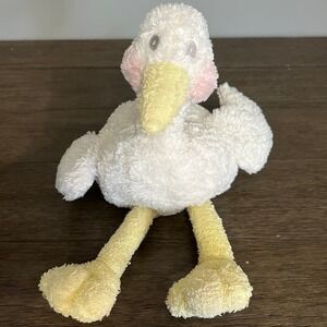 First and Main Baby Stork Bird Special Delivery Beanbag Plush Rattle White